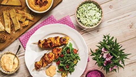 Cajun Chicken Kebabs with a Sweet Chilli Dip