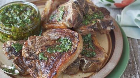 BBQ Lamb Shoulder Chops with Salsa Verde