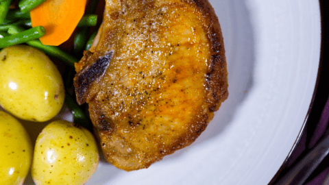 Smoky Pork Chops with Baby Potatoes & Green Beans