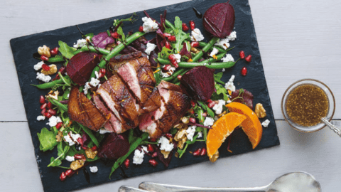 Warm Duck Salad with Beetroot and Pomegranate