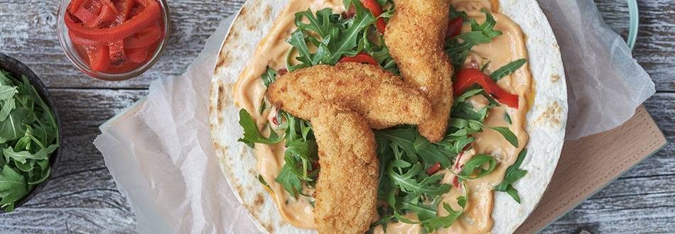 Red Pepper & Chilli Mayo Breaded Chicken Wraps