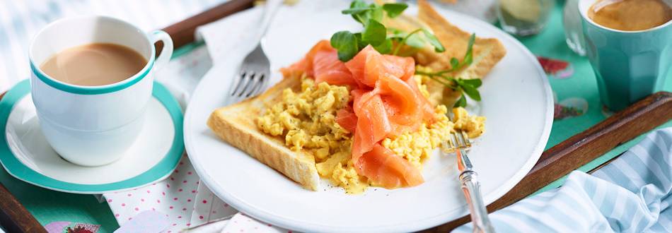 Spicy Mustard Scrambled Eggs with Smoked Salmon
